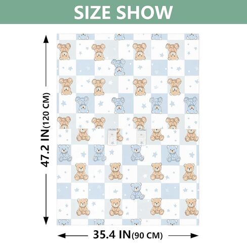 Car Seat Cover for Baby Bear Checkered Print Car Seat Canopy Lightweight Canopy for Sun Protection Carseat Covers for Boys Girls in Kuwait