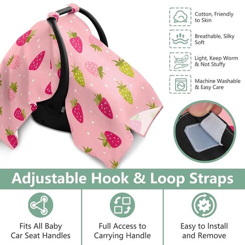 Car Seat Cover for Baby Strawberry Car Seat Canopy Lightweight Canopy for Sun Protection Carseat Covers for Boys Girls in Kuwait