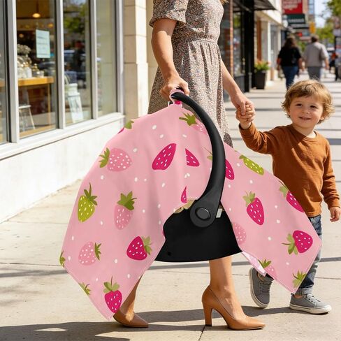 Car Seat Cover for Baby Strawberry Car Seat Canopy Lightweight Canopy for Sun Protection Carseat Covers for Boys Girls in Kuwait
