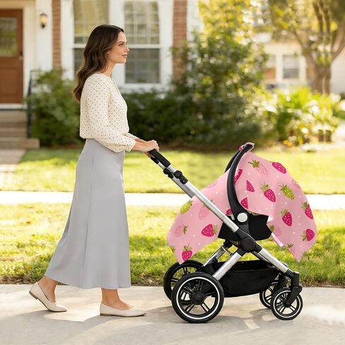 Car Seat Cover for Baby Strawberry Car Seat Canopy Lightweight Canopy for Sun Protection Carseat Covers for Boys Girls in Kuwait