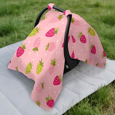 Car Seat Cover for Baby Strawberry Car Seat Canopy Lightweight Canopy for Sun Protection Carseat Covers for Boys Girls in Kuwait