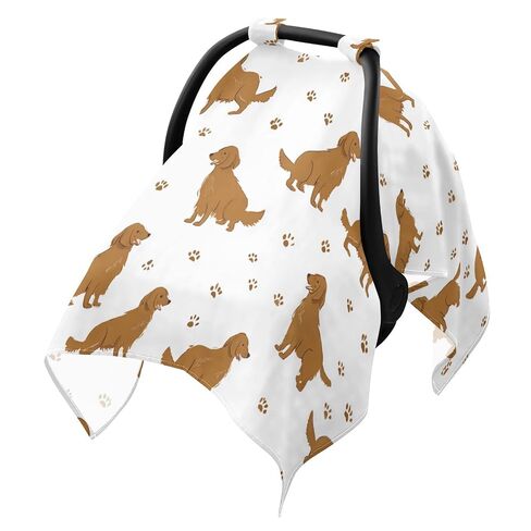 Car Seat Cover for Baby Golden Retriever Paw Pattern Car Seat Canopy Lightweight Canopy for Sun Protection Carseat Covers for Boys Girls in Kuwait
