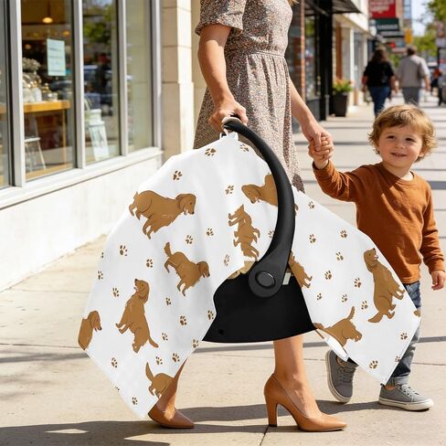 Car Seat Cover for Baby Golden Retriever Paw Pattern Car Seat Canopy Lightweight Canopy for Sun Protection Carseat Covers for Boys Girls in Kuwait