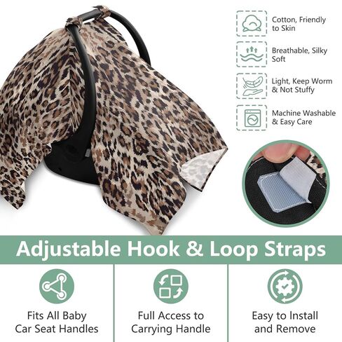 Car Seat Cover for Baby Brown Leopard Print Car Seat Canopy Lightweight Canopy for Sun Protection Carseat Covers for Boys Girls in Kuwait