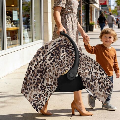 Car Seat Cover for Baby Brown Leopard Print Car Seat Canopy Lightweight Canopy for Sun Protection Carseat Covers for Boys Girls in Kuwait