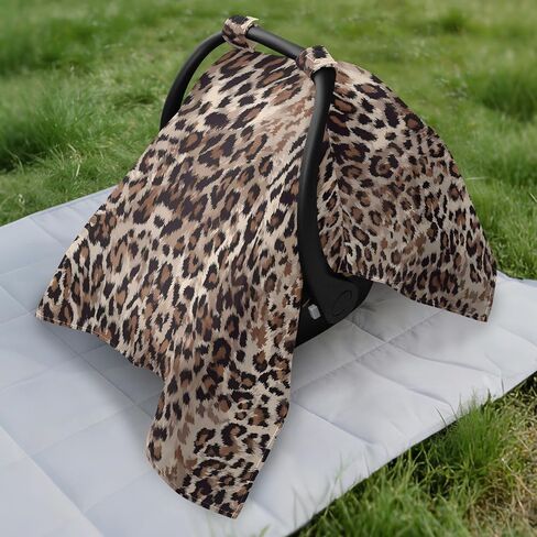 Car Seat Cover for Baby Brown Leopard Print Car Seat Canopy Lightweight Canopy for Sun Protection Carseat Covers for Boys Girls in Kuwait