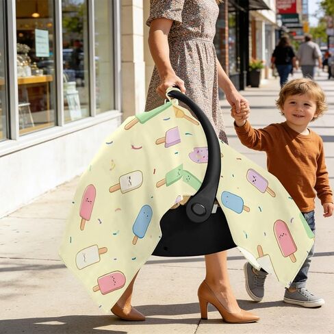 Car Seat Cover for Baby Popsicle & Sprinkle Print Car Seat Canopy Lightweight Canopy for Sun Protection Carseat Covers for Boys Girls in Kuwait