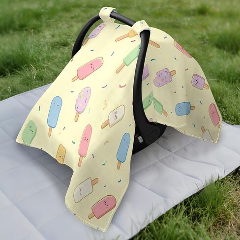 Car Seat Cover for Baby Popsicle & Sprinkle Print Car Seat Canopy Lightweight Canopy for Sun Protection Carseat Covers for Boys Girls in Kuwait
