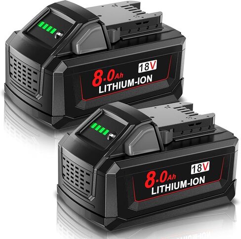 2Pack 8.0Ah Lithium Replacement for Milwaukee M18 Battery Compatible with Milwaukee 18V Battery 48-11-1865 48-11-1850 48-11-1860 48-11-1865 48-11-1852 48-11-1840 48-11-1862 Cordless Power Tools in Kuwait