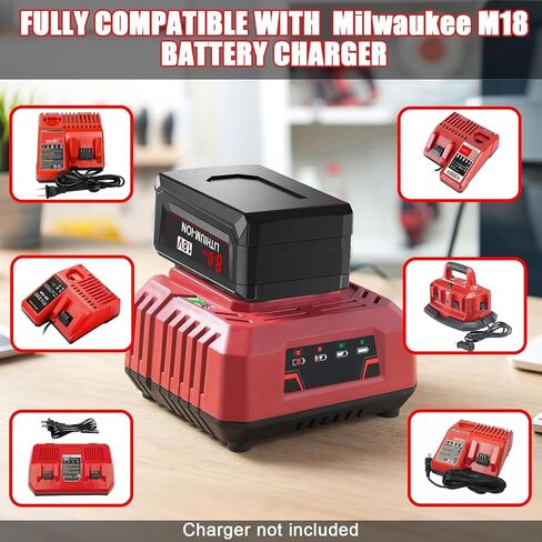 2Pack 8.0Ah Lithium Replacement for Milwaukee M18 Battery Compatible with Milwaukee 18V Battery 48-11-1865 48-11-1850 48-11-1860 48-11-1865 48-11-1852 48-11-1840 48-11-1862 Cordless Power Tools in Kuwait