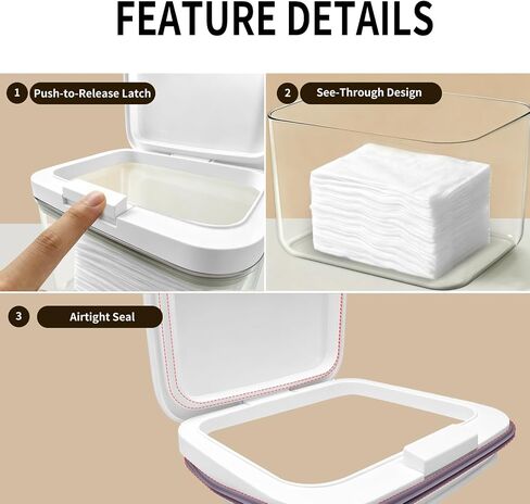 Double-Seal Protection Makeup Wipes Container, Clear Flushable Wipes Dispenser, One-Hand Open Makeup Remover Wipes Dispenser Keeps Wet Wipes Fresh for Bathroom (White) in Kuwait