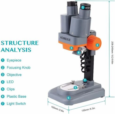 20X 40X Stereo Microscope with Eyepiece Led Light PCB Solder Mineral Specimen Silde Watching Phone Pepair Tool HD Vision (Color : 20X and 40X) (20X and 40X) in Kuwait
