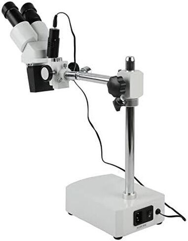 Widefield Binocular Stereo Microscope 5X/10X/15X/20X with Boom Arm Stand Spot Light Compatible with PCB Soldering Phone Repair (Magnification : 10X) (5X) in Kuwait