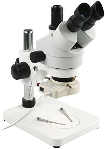 7X-45X Continuous Zoom Simul-Focal Trinocular Stereo Microscope LED Ring Light for Phone PCB Chip Soldering Repair (Color : White) in Kuwait