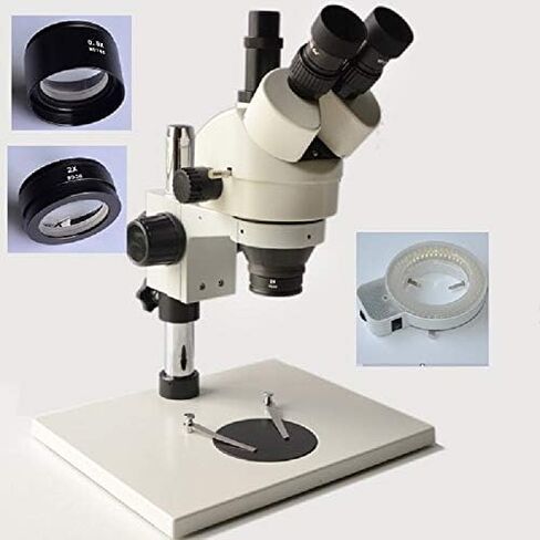 FYSCOPE Microscope 3.5X-90X Trinocular Inspection Microscope with Super Large Stand +144 pcs LED Light 165mm in Kuwait
