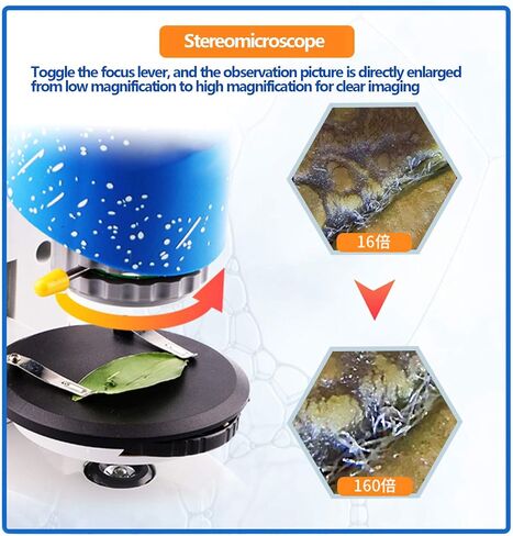 Kids Beginner Microscope can Directly Observe Objects Observe Specimens ABS Material 1.6-8X Focusing Rod Continuous Zoom Can Be Connected to Mobile Phones Suitable for 5-12 Years Old (Package two) in Kuwait