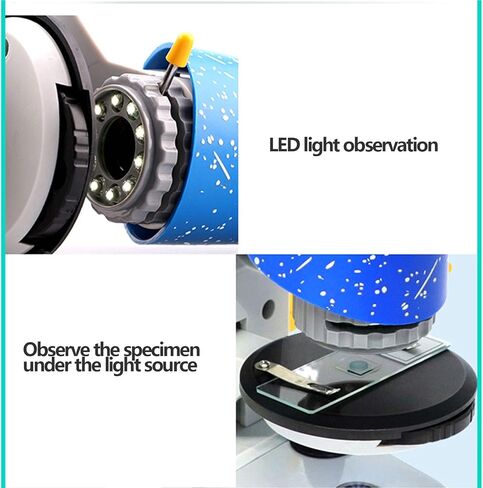 Kids Beginner Microscope can Directly Observe Objects Observe Specimens ABS Material 1.6-8X Focusing Rod Continuous Zoom Can Be Connected to Mobile Phones Suitable for 5-12 Years Old (Package two) in Kuwait