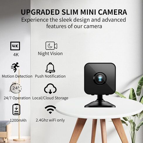 4K Mini Wireless Camera 2026 HD Camera Small Home Security WiFi Micro Nanny Cam with Motion Detection,Cloud & SD Storage,Night Vision,Wide Angle Tiny Cameras for Home Baby Pet Office Indoor Outdoor in Kuwait