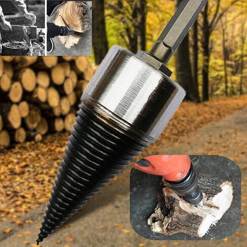 Heavy Wood Drill Bit Firewood Log Splitter U Anti-Skid Thread U Screw Splitting Cone Screw Cone Driver Fire Wood Log Splitter Hex Shank Handle Large,1.45 Lb Diameter (42 mm) in Kuwait