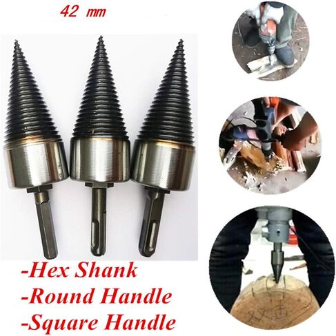 Heavy Wood Drill Bit Firewood Log Splitter U Anti-Skid Thread U Screw Splitting Cone Screw Cone Driver Fire Wood Log Splitter Hex Shank Handle Large,1.45 Lb Diameter (42 mm) in Kuwait