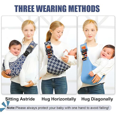 Baby Sling Carrier,Baby Sling Carrying 10-30 lbs(Ebony Check) | Adjustable Size for growing baby,Lightweight,Easy to Store,Front & Rear Safety Buckle Design,Travel, Camping,Shopping in Kuwait