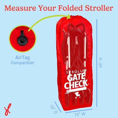 J.L. Childress Gate Check Bag for Umbrella Strollers - Travel Bag for Airplane, Fits Most Single Umbrella Baby Strollers, Airport Accessories for Gate Check, Flying Essentials - Red in Kuwait