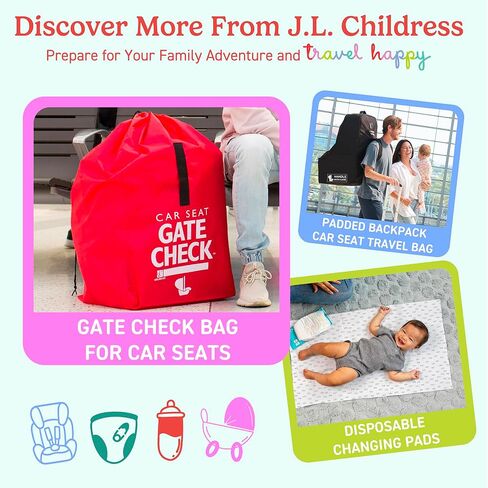 J.L. Childress Gate Check Bag for Umbrella Strollers - Travel Bag for Airplane, Fits Most Single Umbrella Baby Strollers, Airport Accessories for Gate Check, Flying Essentials - Red in Kuwait