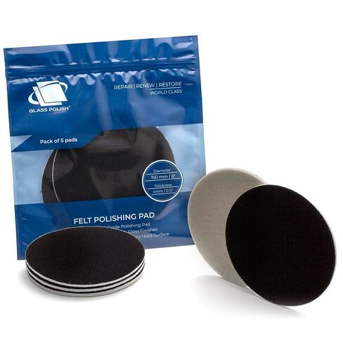 Glass Polish 5 inch (130mm) Pack of 5 Felt Polishing Pads for Polishing Glass, Plastic, Metal and Marble - GP11008 | For Cerium Oxide Glass Polishing, Scratch Removal, Plastic & Headlight Restoration, Metal Polishing & Clear Coat Finishing in Kuwait
