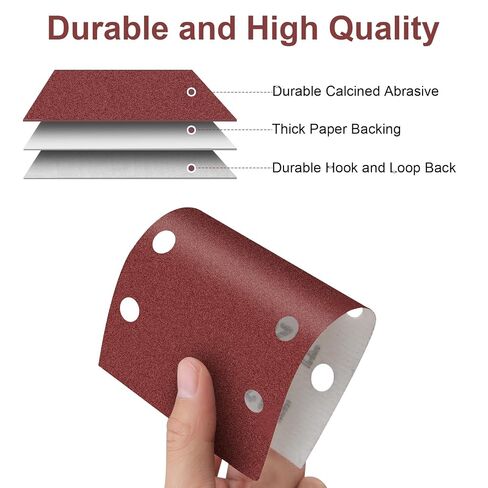 Sand Paper Sheets, 8 Holes Hook & Loop Sandpaper Sanding Sheet Assorted for 1/3 Sheet Sander, 60/80/120/180/320/600/800/1000 Grits Sandpaper for Wood Metal Crafts Plaster and Other Surfaces (40) in Kuwait