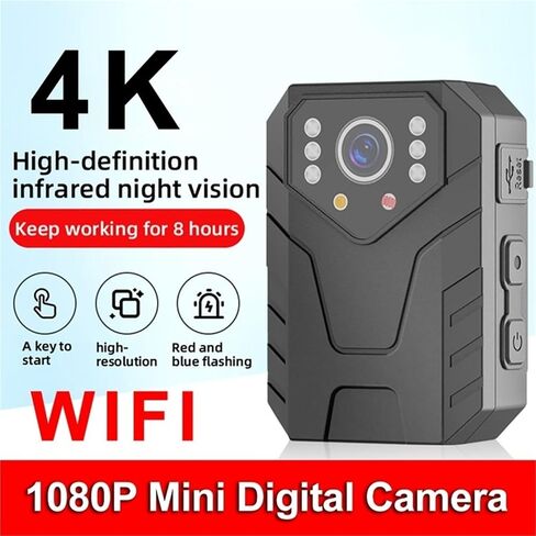 4K/1080P WiFi Waterproof Mini Digital Recorder, Recessed Night Vision Device for On-Site Law Enforcement Recording(1080P No WiFi Nocard) in Kuwait