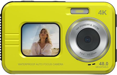 Fabater Underwater Camera, 4K 48MP 11.5FT Water Proof Camera for Snorkeling, Autofocus 16X Digital Zoom Dual Screen Point and Shoot Digital Cam with 32GB Card, 700mAh Battery (Green) in Kuwait