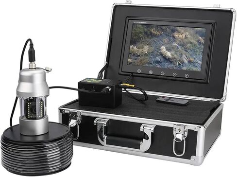 Underwater Camera, 9 Inch 50m 100m Underwater Fishing Video Camera Fish Finder IP68 Waterproof 38 LEDs 360 Degree Rotating(38 LEDs 100M Cable) in Kuwait