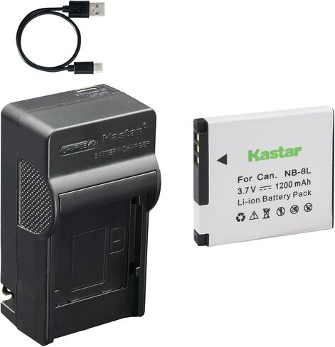 Kastar 1-Pack Battery and AC & USB-C Charger, Compatible with Canon NB-8L NB-8LH PowerShot A2200 A3000 is A3100 is A3150 is A3200 is A3300 is in Kuwait