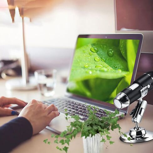 ZJchao USB Digital Microscope Camera, 1600X Magnification 1080P HD Video Recording with 8 Dimmable LEDs for PC Phone Circuit Board Jewelry Inspection (1) in Kuwait