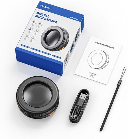 Handheld Digital Microscope, 500X Magnification 2.0 Inch IPS Screen Adjustable LED Lights Portable Magnifier, Digital Magnifying Glass with Auto Focus for Kids, Jewelers, in Kuwait