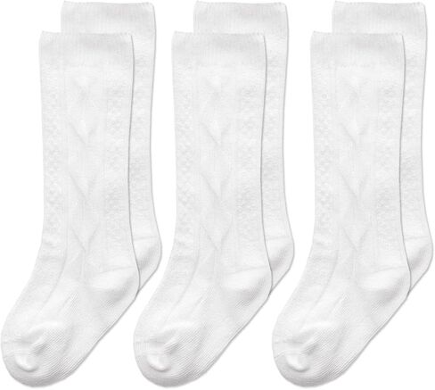 EPEIUS Baby Socks Seamless Cable Knit Knee High Socks Newborn Boys/Girls Uniform Socks Cotton Stockings Long Socks 0-3 Months,3 Pack Natural White in Kuwait