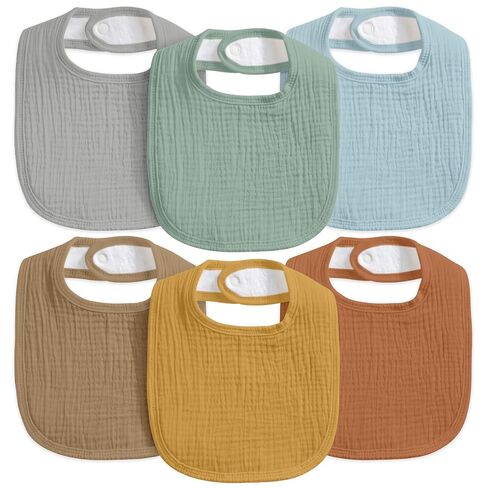 6-Pack Muslin Baby Bibs for Drooling & Teething, Absorbent Bib | Soft Cotton Baby Drool Bib for Baby Boy Girl, Easy Adjustable Bibs for Toddlers, Newborn, Infants 0-36 Months Purple Floral in Kuwait