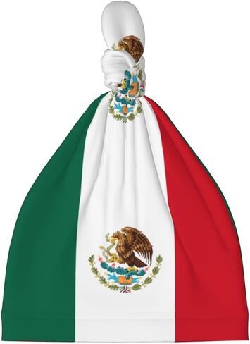 Flag of Mexico Baby Beanie Hat 0-6 Months Soft Stretchy Newborn Knot Cap Unisex Infant Hat Black in Kuwait