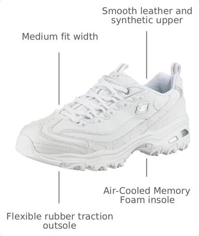 Skechers Women's D'Lites Fresh Start Sneaker, White/Silver, 5.5 in Kuwait