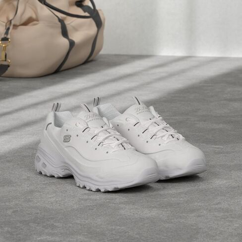 Skechers Women's D'Lites Fresh Start Sneaker, White/Silver, 5.5 in Kuwait