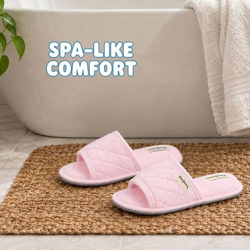 Dearfoams womens Slipper Memory Foam Summer House Shoe Beatrice Terry Slide in Kuwait