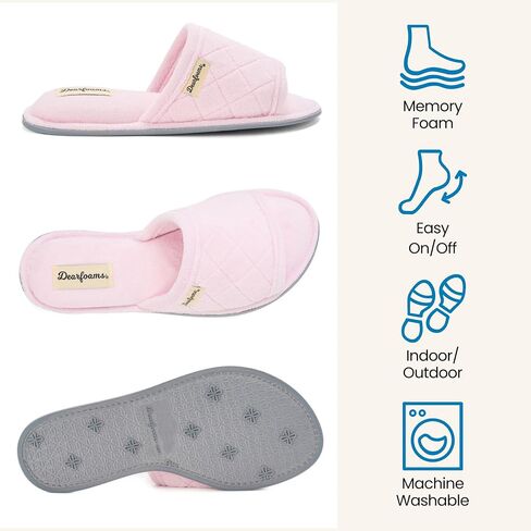 Dearfoams womens Slipper Memory Foam Summer House Shoe Beatrice Terry Slide in Kuwait