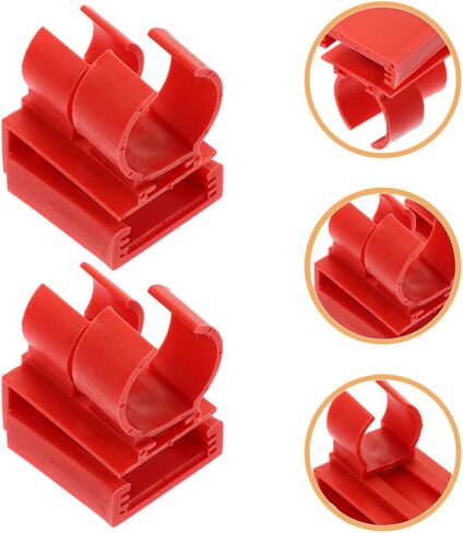 Cabilock 4 Pcs Aquarium Light Bracket Clip for Fish Tank LED Submersible Lights Holder with Sturdy Abs Material and Red Color Practical Fixing Clamp and Air Hose Tubes in Kuwait