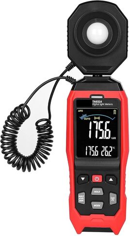 Lux Meter, Light Meter Digital Illumination Photometer Illuminance 0-200000 Lux Handheld Ambient Temperature Measuring Instrument,for Grow Plants/Photography in Kuwait