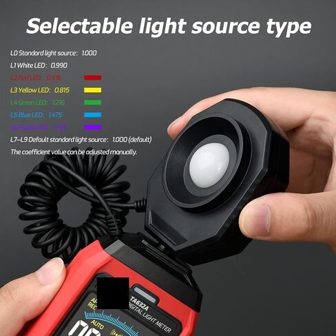 Lux Meter, Light Meter Digital Illumination Photometer Illuminance 0-200000 Lux Handheld Ambient Temperature Measuring Instrument,for Grow Plants/Photography in Kuwait