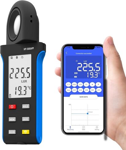 Lux Meter, Light Meter 5000A Digital Lux 0.1 to 400000 Wide Ran Fc Unit Switch MAX MIN Recording Built in Display,for Grow Plants/Photography in Kuwait