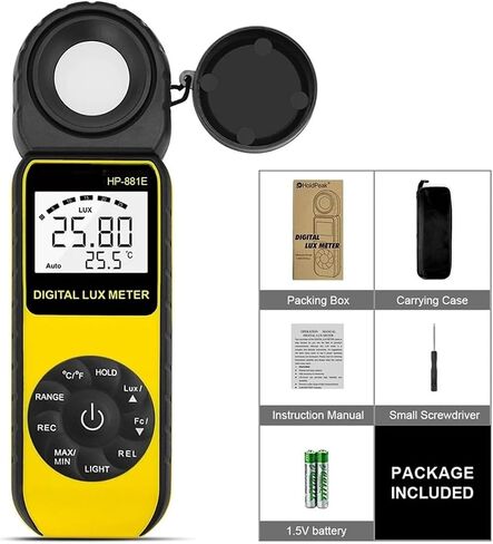 Lux Meter, Light Meter Digital Lux 881E 1-300000Lux Independent Sensor with LCD for Intensity Measurement,for Grow Plants/Photography in Kuwait