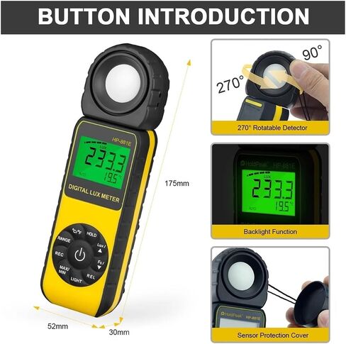 Lux Meter, Light Meter Digital Lux 881E 1-300000Lux Independent Sensor with LCD for Intensity Measurement,for Grow Plants/Photography in Kuwait