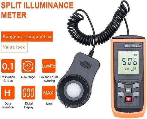 Lux Meter, Light Meter Handheld Digital LCD Photography Luminometer Max Min 0-200000 LUX Photometer Illuminance Tester Luxometro,for Grow Plants/Photography in Kuwait