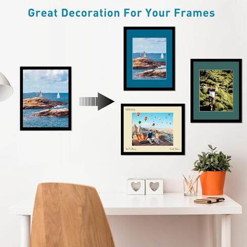 MAXECHO 16 Pack 11"x14" Picture Mats, Mixed Colors Pre-Cut Beveled Frame Matte Boards for 8"x10" Photos, Prints and Artworks in Kuwait